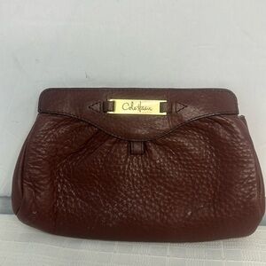 Cole Haan Leather Make-Up Pouch in Cognac